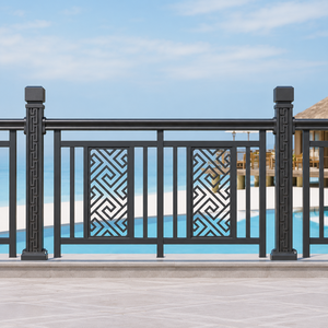 Panneau de clôture extérieur décoratif en métal noir, design grec, pour balcon, villa, piscine, terrasse, garde-corps de sécurité, usage domestique moderne - Product Image 4