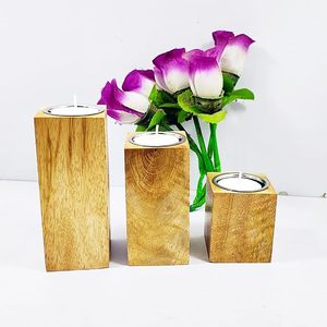 Portavelas de Madera para Velas de Té, Candelabro Cuadrado, Farol Decorativo Hecho a Mano para Decoración del Hogar, Bodas y Navidad - Product Image 4