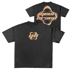 เสื้อยืดแขนสั้นสีดำสำหรับผู้ชาย ยี่ห้อของคุณ ผลิตจากผ้าฝ้าย 100% ทรงลำลอง คอกลม ทรงหลวม ซักแบบ Acid Wash เป็นมิตรต่อสิ่งแวดล้อม ป้องกันการเกิดขุย - Product Image 1