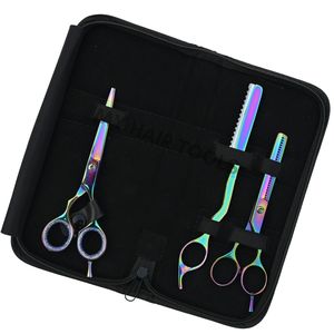 Juego de tijeras para peinar el cabello con tijeras de corte para barbería, tijeras de entresacar y combo de cuchillas de peluquería, herramientas de acero inoxidable para extensiones de cabello - Product Image 1