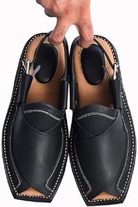Nuevo y Moderno Calzado Peshawari Tribal Negro para Hombre, Material de Alta Calidad, Parte Superior de PVC, para Bodas, Mehndi, Kheri - Product Image 5