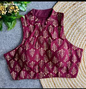 Premium Quality Latest Designer Ajrakh Cotton with Printed Design <b>Readymade</b> Collar-<b>Blouse</b> Collection Manufacturer from Surat - Product Image 2