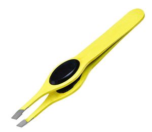 Pinzas Profesionales para Cejas Amarillas, Pinzas de Acero Inoxidable Inclinadas para Depilación, Agarre Preciso y Diseño Antideslizante - Product Image 1