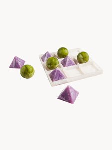 Jeu de Tic Tac Toe en résine géométrique, pyramides et sphères violettes et vertes, décoration de table, design minimaliste - Product Image 3
