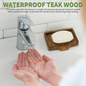 Support à Savon Professionnel en Bois (Lot de 2) – Porte-Savon Naturel en Bois avec Bec de Drainage à Séchage Rapide et Acier Inoxydable - Product Image 3