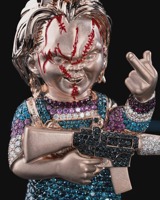 TAURUS JEWELS Colgante con diseño de Chucky, Plata 925 con baño de rodio, Amuleto de dibujos animados, Regalo de lujo estilo Hiphop, Joyería unisex para fiestas, Engaste de garra