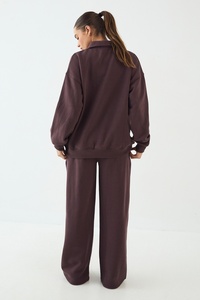Pantalones de chándal anchos de chocolate para mujer, de corte holgado, cintura alta, pierna recta, cómodos y a la moda - Product Image 6