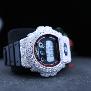 Montre numérique VVS Moissanite Iced Out Bust Down Hip Hop avec diamants, mouvement à quartz, bracelet noir de luxe, vente en gros - Product Image 6