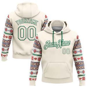 Custom Christmas Pattern Fleece Breathable Hoodie Personalized Name Number Unisex Casual Knitted Polyester Winter Sweatshirt - Product Image 1