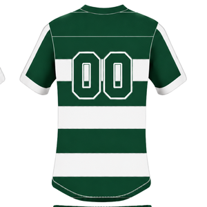 Camiseta de Rugby Verde Oscuro y Blanca de Manga Corta con Cuello Redondo y Rayas, Ropa Deportiva para Entrenamiento, Partido y Equipo - Product Image 2