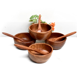Tazón de madera para helado, ecológico, hecho de madera de acacia, tazones artesanales para bodas y fiestas, tazón de madera para ensalada a precio económico. - Product Image 4