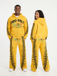 Conjunto Deportivo de Invierno para Hombre al por Mayor con Rayas Blancas, Sudadera con Capucha y Pantalones de Entrenamiento, Talla Grande, 100% Algodón - Product Image 4