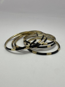 Elegant Wide Statement <b>Bangle</b> <b>Gold</b>-Plated Chunky Cuff Bracelet with Black Resin and Cracked White Marble Inlay for WomenGreat Qu - Product Image 5