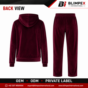 New Plain Vintage Plus Size Winter Breathable Hooded 100% Cotton <b>Velour</b> Velvet <b>Tracksuits</b> Custom Logo Luxury Sportswear Elastic - Product Image 3
