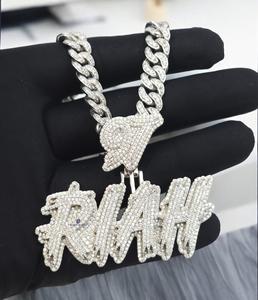 Colgante de Moissanita Personalizado con Nombre RIAN, Estilo Iced Out, con Cadena Cubana, Joyería Hip Hop de Lujo, Brillo VVS - Product Image 1