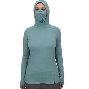 Chemise de pêche personnalisée UPF 50+ pour femme, grande taille, à manches longues, respirante, imperméable, coupe-vent, avec masque, cache-cou anti-UV et capuche - Product Image 2