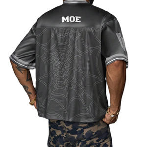 Maillot de football américain pour homme, avec empiècements en maille, imprimé toile d'araignée, coupe oversize, style streetwear, en polyester, personnalisation de marque, fourniture directe usine - Product Image 4