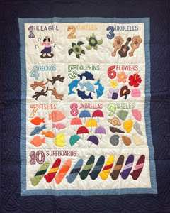 <b>Handmade</b> Designer Embroidered SOLID Multicolor Fruits And Number Pattern Work Hawaiian <b>Quilts</b> 100% Cotton <b>Quilt</b> For Decor - Product Image 1