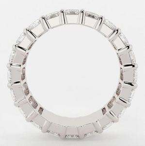 Anillo de Boda de Eternidad Completa con Moissanita de Corte Esmeralda, Plata de Ley 925 Bañada en Oro, Apilable, para Novia o Aniversario - Product Image 2