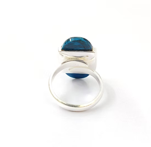 925 Sterling Silver <b>Large</b> Oval Azurite <b>Ring</b> Classic Design With Smooth & Comfort Fit For Daily Wear Gift Jewelry - Product Image 3