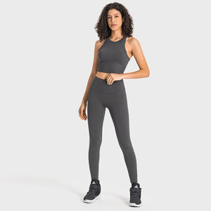 Conjuntos de Yoga Populares en Europa y América, Pantalones de Yoga Transpirables de Cintura Media para Mujer, Chaleco Deportivo, Ropa de Fitness de 2 Piezas, Ecológica - Product Image 1