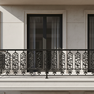 Modern Grey Heavy Duty Cast Iron Frameless Balcony Grill BM-49 Balaji Metals 5 Year Warranty UV Protected Sand Moulding Super - Product Image 1