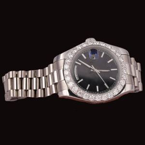 Premium 925 Sterling Silver Round Only Bezel Moissanite Diamond <b>Black</b> Dial Wholesale Price Fashion Unique <b>Man's</b> Collection - Product Image 3