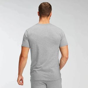 T-shirt pour homme à manches courtes gris, col rond, coupe ajustée, décontracté, respirant, en jersey de coton, couleur unie, longueur normale - Product Image 4
