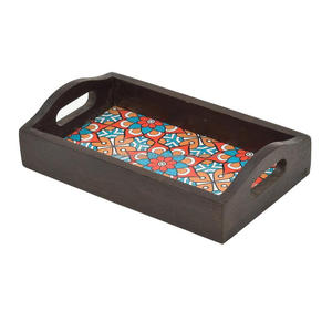 ถาดไม้รูปทรงสี่เหลี่ยมผืนผ้าถาดเสิร์ฟอาหารสไตล์แฟนซีทำด้วยมือคุณภาพดีเยี่ยมสำหรับตกแต่งบ้านโดย fwe - Product Image 2