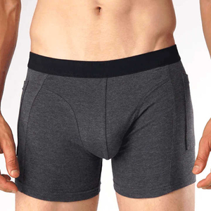 Calzoncillos bóxer de cintura media para hombre, de color sólido, tejidos, transpirables, mezcla de algodón y spandex - Product Image 1