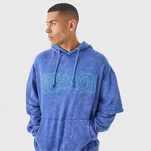 Sudadera con capucha de lujo personalizada con estampado, estilo urbano, de forro polar 100% algodón, ecológica, vintage, oversize, con lavado ácido, efecto desgastado por el sol y cremallera. - Product Image 3