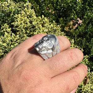 Lab Grown Diamond Skull Statement <b>Ring</b> for Men White <b>Gold</b> Gothic Skeleton Head Luxury Hip Hop Designer <b>Cocktail</b> <b>Ring</b> - Product Image 1