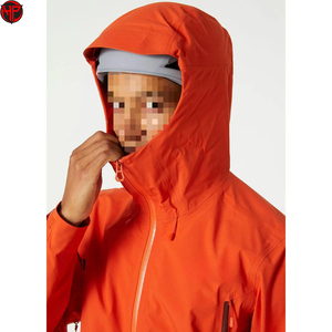 2027 Men's Orange Waterproof Windproof Ripstop <b>Jacket</b> 75D Polyester Hooded Outdoor Coat Oem High Quality - Product Image 5
