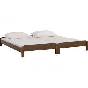 Modern <b>Solid</b> <b>Wood</b> <b>Single</b> <b>Bed</b> Frame Wooden Bedstead Brown Finish Bedroom Furniture Custom Size - Product Image 3