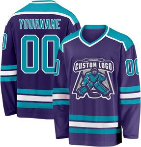 Vente en gros de nouveaux maillots de hockey sur glace personnalisés, uniforme d'équipe sublimé, 100% polyester respirant, séchage rapide, logo personnalisé OEM Pakistan - Product Image 6