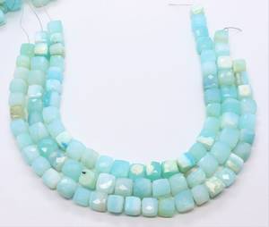 Perles cubiques facettées en opale naturelle du Pérou, 8 à 9 mm, perles en forme de boîte du Pérou, brin de 8 pouces, opale cubique 3D facettée, pierre précieuse d'opale du Pérou - Product Image 2