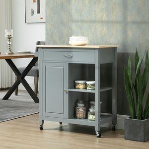 Carrello da Cucina Moderno in MDF con Piano in Legno, Design Portatile ed Ecologico - Product Image 2