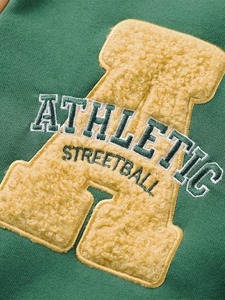 Customized High Quality 100% Cotton Men's Green <b>Summer</b> Varsity <b>Jacket</b> Fleece Lining Breathable Eco-Friendly Embroidered Logo - Product Image 3