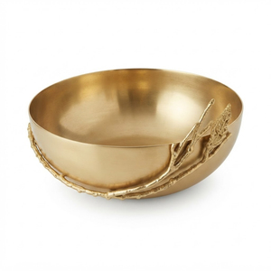 Bol décoratif en cuivre rose doré avec support en laiton en forme de branche, élégant récipient de service en métal pour fruits et salades, idéal pour hôtels et restaurants haut de gamme - Product Image 6