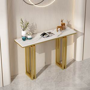 Stylish Iron Accent <b>Console</b> Featuring Marble Surface Elegant Furniture Addition For Bedroom Hallway And Reception Decoration Spa - Product Image 5