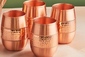 Verres à boire en cuivre, gobelets métalliques durables et réutilisables pour l'eau, les jus, les cocktails, écologiques, pour la cuisine, le bar, les boissons. - Product Image 4