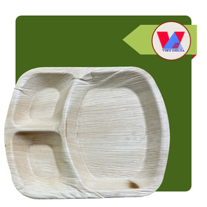 Platos de hoja de palma ecológicos de alta calidad, 25x25 cm, cuadrados, con aspecto de madera natural, aptos para microondas, para comida rápida y comida para llevar. - Product Image 1