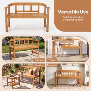 Banc de jardin en bois d'acacia pour l'extérieur avec dossier et accoudoirs, idéal pour les patios, parcs, écoles et hôpitaux - Product Image 6