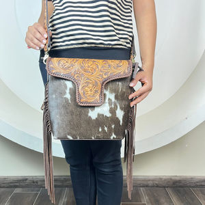 Bolso bandolera de piel de vaca de nuevo diseñador de moda 2025 con flecos de cuero mecanizados a mano bolso cruzado rústico para mujer - Product Image 4