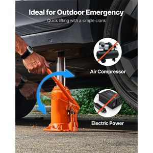 Martinetto idraulico a bottiglia saldato per impieghi gravosi da 20 tonnellate per SUV con intervallo di sollevamento di 8,9-17,1 pollici e capacità di 44092 libbre - Product Image 4