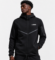 Chaqueta Cortavientos de Forro Polar para Hombre Custom Tech, con Cremallera Completa y Capucha, Ropa Deportiva Ligera para Correr, con Bordado de Animal, Otoño