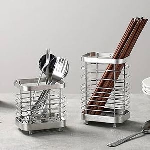 Porte-couverts rectangulaire en acier inoxydable pour cuillères, fourchettes, baguettes, design minimaliste pour la cuisine, résistant à la rouille - Product Image 1