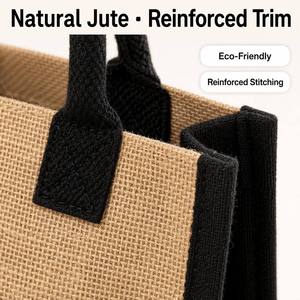 Sac fourre-tout moyen en jute de haute qualité et durable, avec logo personnalisé imprimé à l'écran, laminé imperméable avancé, idéal pour les cadeaux, le shopping et la plage - Product Image 3