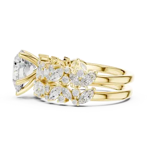 Anillo de compromiso de diamante cultivado en laboratorio de 2 quilates con corte de pera, oro macizo de 18 quilates, certificado IGI, con racimo marquesa y tallo dividido, VVS E-F, anillo fino - Product Image 2