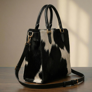 Classic Cowhide Leather Tote <b>Bag</b> With Removable Strap Large Capacity Women's Handbag Animal Print Design Daily Use Style - Product Image 6